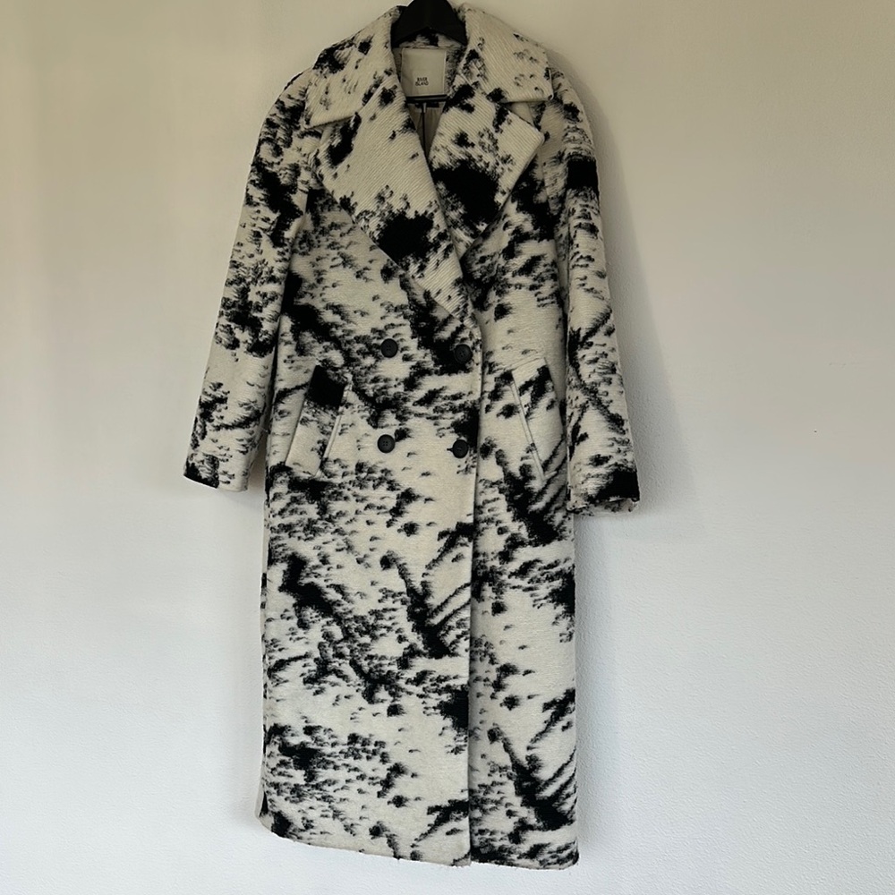 River Island Black and White Pea Coat